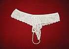 Beautiful thong, stretch lace, pearls, low rise